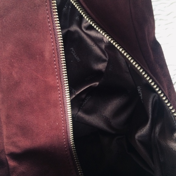 Pollini Wine Suede Hobo Handbag - Picture 6 of 8